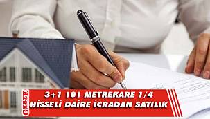 3+1 101 metrekare 1/4 hisseli daire icradan satılık