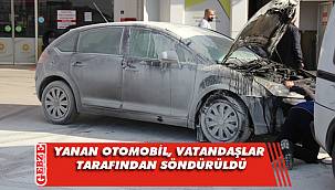 Başiskele'de otomobilin motoru alev aldı