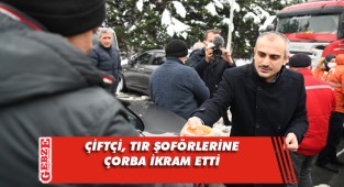 Çiftçi'den gişelerde bekleyen şoförlere ikram