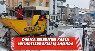 Darıca Belediyesi karla mücadele ediyor