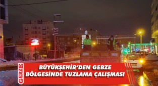 Gebze bölgesinde buzlanmaya karşı tuz ve solüsyon