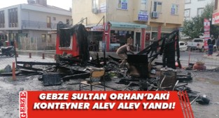 Gebze'de otoparktaki konteyner yandı