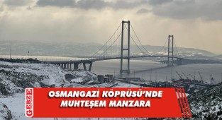 Osmangazi Köprüsü’nde güzel kar manzarası
