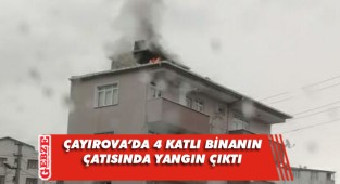 4 katlı binanın çatısından alevler yükseldi