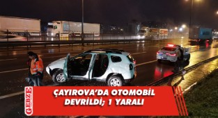 Çayırova'da bir otomobil devrildi