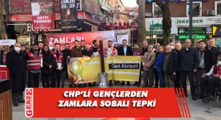 CHP'li gençler zamlara tepki olarak soba kurdu