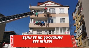 Eve kitlenen anne ve 2 çocuğunu itfaiye kurtardı