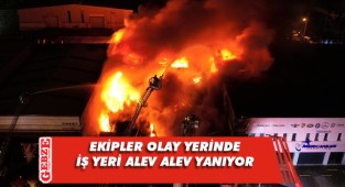 İzmit'te iş yeri alevlere teslim oldu