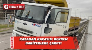 Kazadan kaçmak için manevra yapınca bariyere girdi