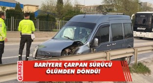 Bariyere çarpan sürücü yaralandı