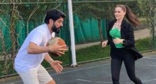 Burak ile Fahriye'nin basketbol keyfi kısa sürdü