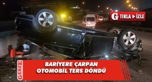 Dilovası'nda kaza yapan otomobil ters döndü
