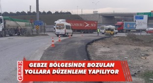 Gebze bölgesinde bozulan yollara müdahale