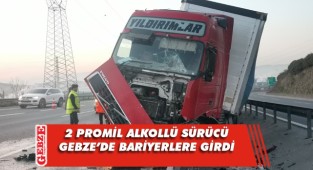 Gebze'de bir tır bariyerlere girdi