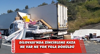 4 araç kaza yaptı, malzemeler yola saçıldı
