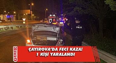Hâkimiyetini kaybeden sürücü bariyere çarptı!