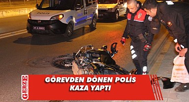 Motosikletli polis kaza yaptı