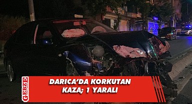 Önce direğe, sonra refüje çarptı