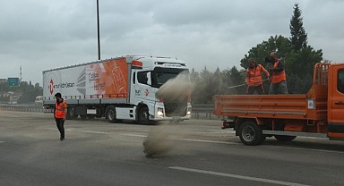 TEM'e dökülen mazot, sürücüleri zorladı