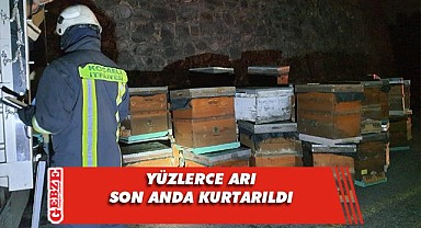 Arı kovanı yüklü kamyonet yandı!