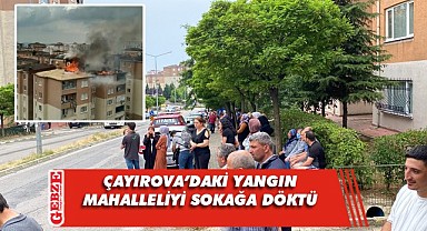 Çayırova'da 7 katlı binanın çatısı yandı