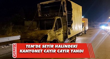 Dilovası TEM’de kamyonet alevlere teslim oldu