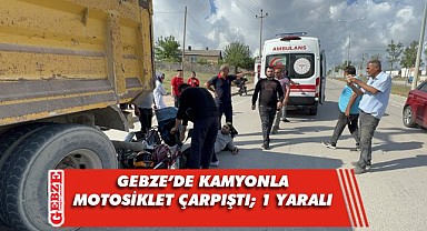 Hafriyat kamyonuna çarpan motosikletli yaralandı