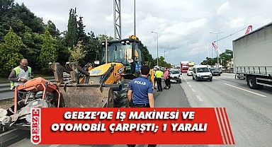İş makinesiyle otomobil çarpıştı
