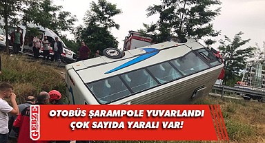 Kursiyerleri taşıyan otobüs şarampole yuvarlandı