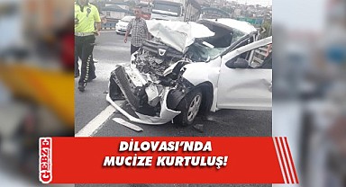 Pestil gibi ezilen araçtan sağ çıktı!