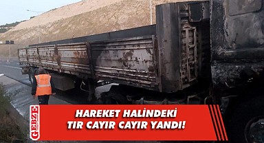 Tırın yandığını taksici selektör yakarak işaret etmiş!