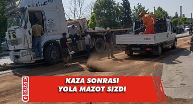 Direksiyonu kitlenen tır, direğe çarptı