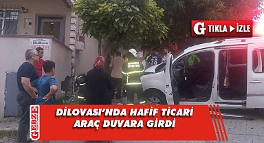 Freni boşalan araç evin duvarına çarptı