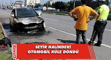 Otomobil alev alev yandı