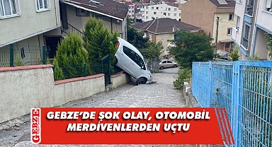Gebze'de bir otomobil merdivenlerden uçtu!