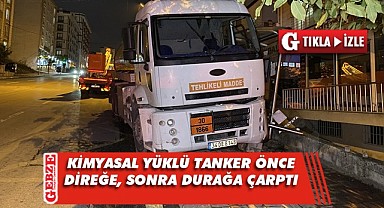 Gebze'de freni boşalan tanker, durağa daldı!