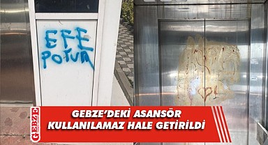 Gebze'deki asansöre, şehir eşkıyaları zarar verdi