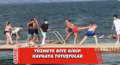 Plajda tekmeler havada uçuştu!