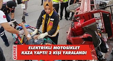 Rampa aşağı giden motosikletin freni patladı!