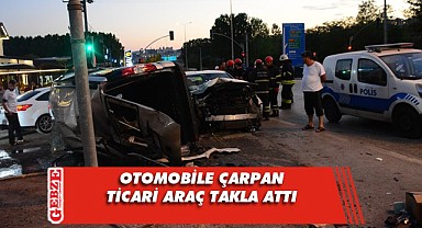 Ticari araç takla attı! 2 kişi yaralandı