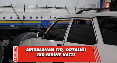 Arıza yapan tır caddeye daldı!