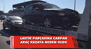 Lastik parçasına çarpınca olanlar oldu!