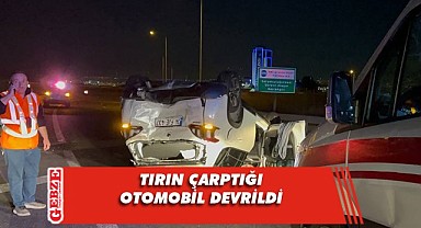 Tır otomobile çarptı! 2 kişi yaralandı