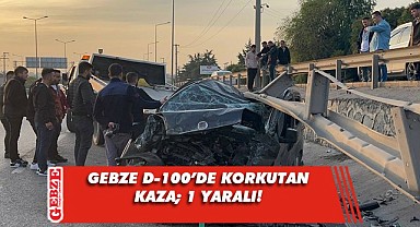 Gebze D-100'de bir araç bariyerlere sıkıştı