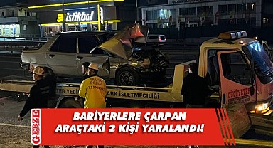 Gebze'de otomobil bariyerlere çarptı; 2 yaralı!