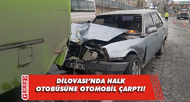 D-100'de yolcu indiren halk otobüsüne otomobil çarptı: 4 yaralı!