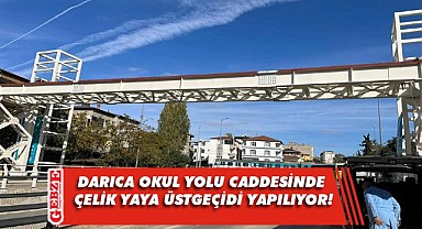 Darıca Okul Yolu Caddesinde yaya üstgeçidinin tabliye montajı yapıldı!