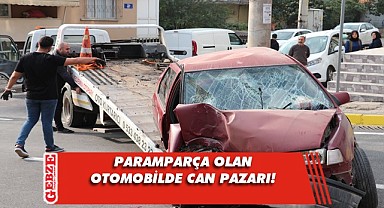 İçinde 1'i bebek 5 kişinin bulunduğu otomobil elektrik direğine çarptı!
