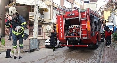 Yangında mahsur kalan kedi itfaiye ekiplerince kurtarıldı!