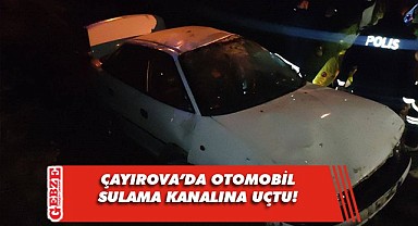Alkollü sürücünün kullandığı otomobil sulama kanalına uçtu